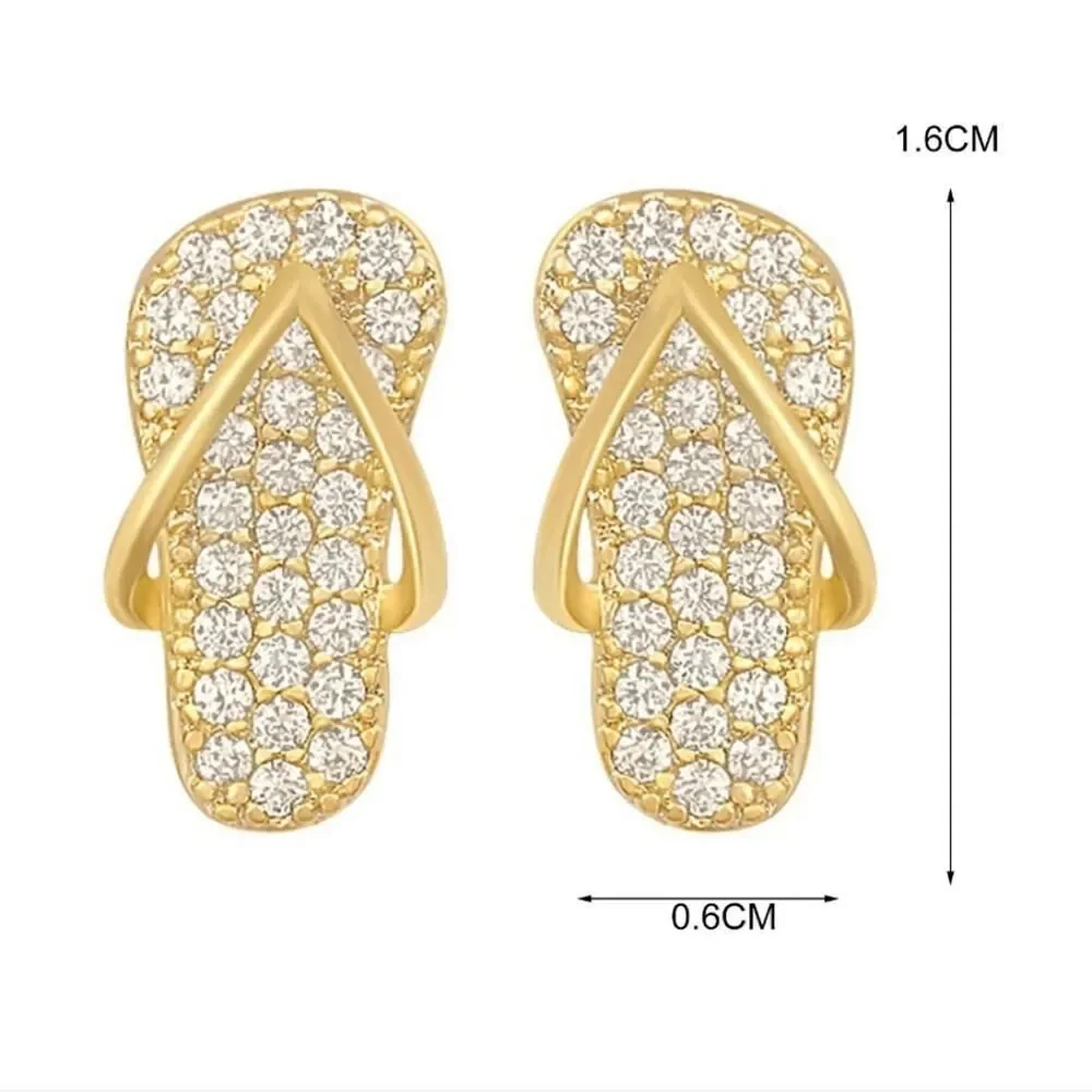 Grandest Birch Creative Earrings Stylish Slipper-shaped Gold Tone Earrings